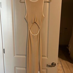 Sleeveless Tan Cutout Dress
